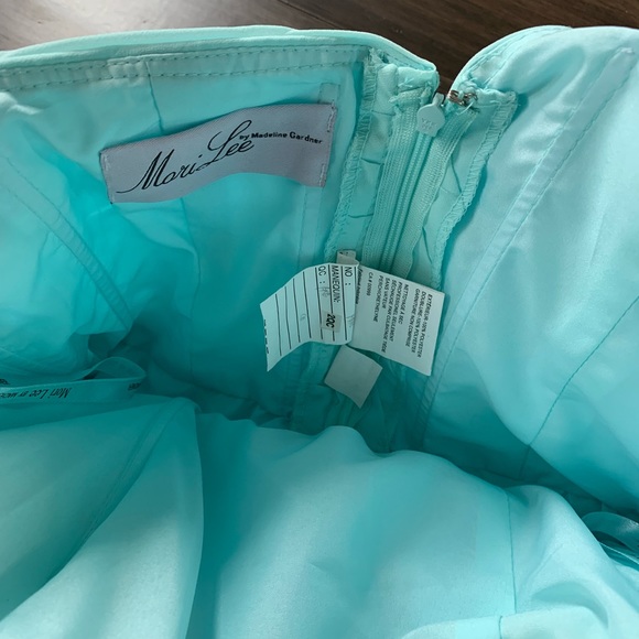MORI LEE BY MADELINE GARDNER - light aqua / Tiffany blue mini bridesmaid dress - Picture 12 of 16